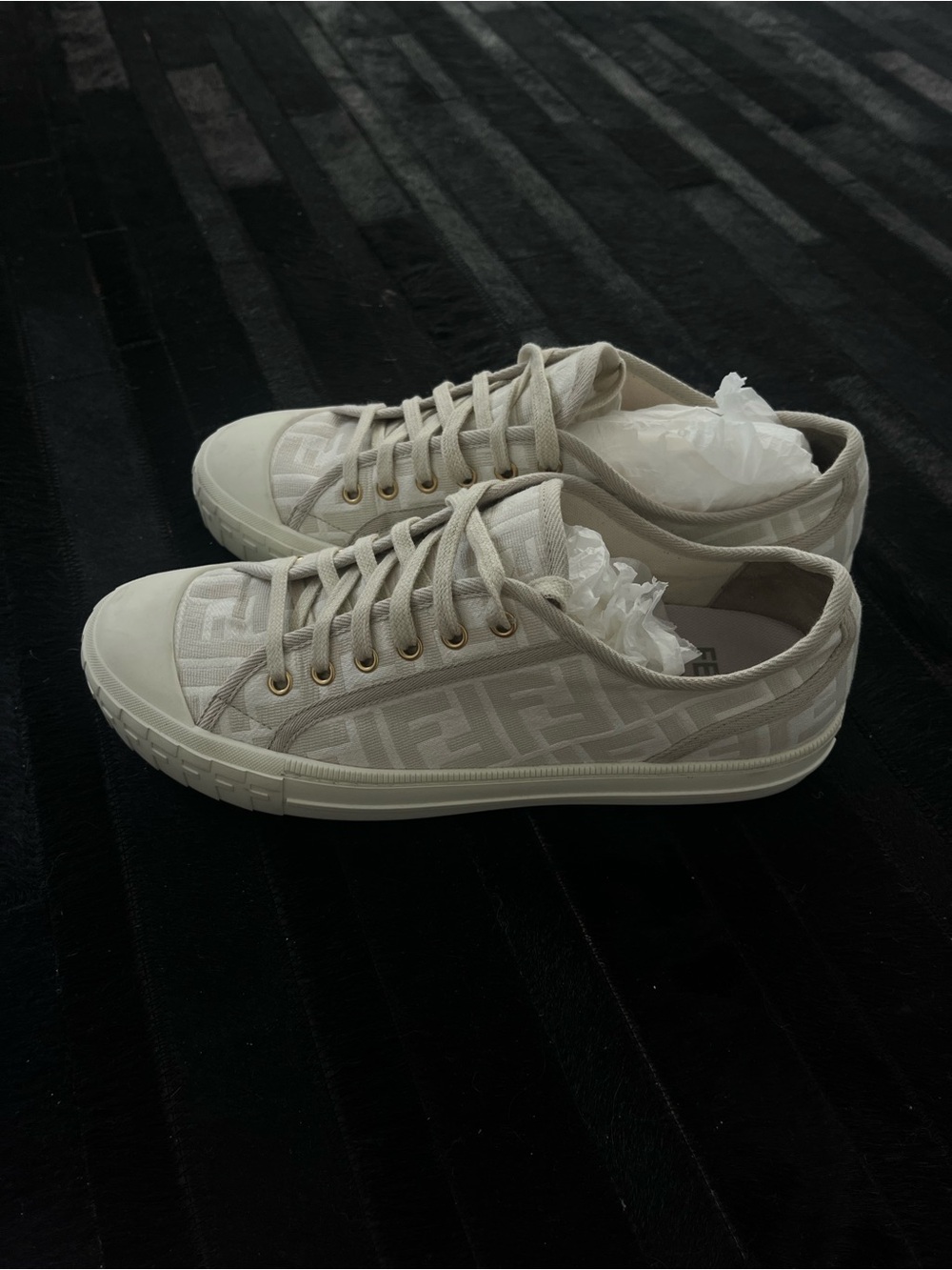 Fendi White Sneakers with logo print